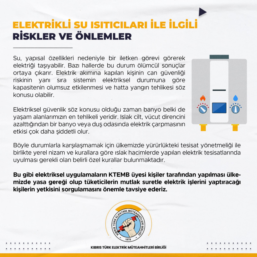 Elektrikli su ısıtıcılarıyla ilgili riskler ve önlemler!